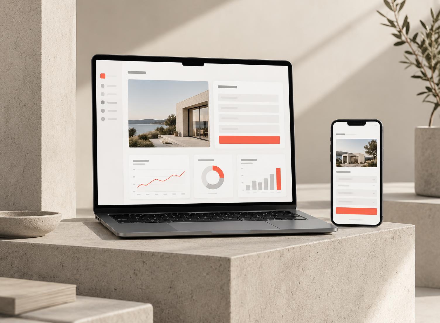 Produktmockup med personlig mikroside og attribution-dashboard